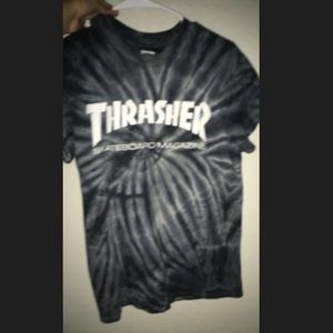 grey and white tie dye thrasher shirt